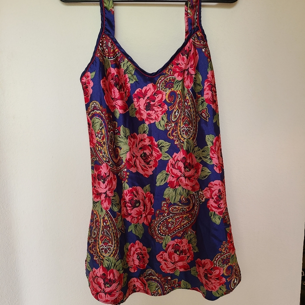 ◇Vintage silk dress with floral and Paisley◇
